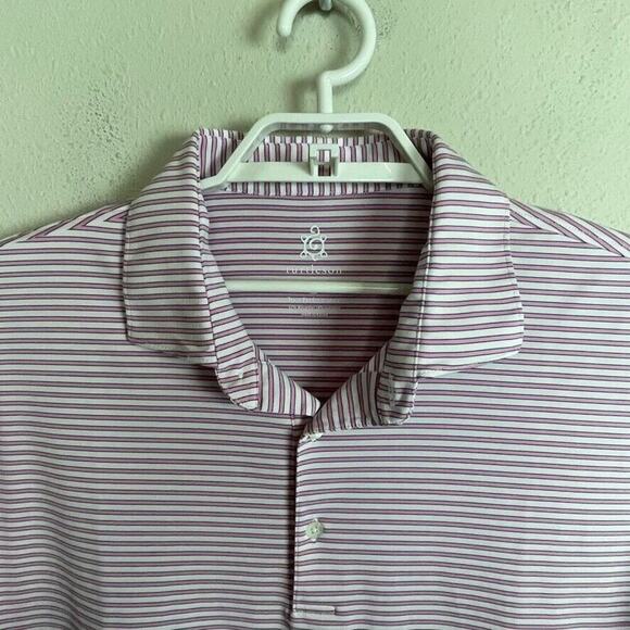 Turtleson Tour Performance Men's 2XL Pink White Striped Golf Polo Shirt - Picture 2 of 6